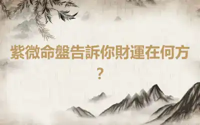 紫微命盤告訴你財運在何方？