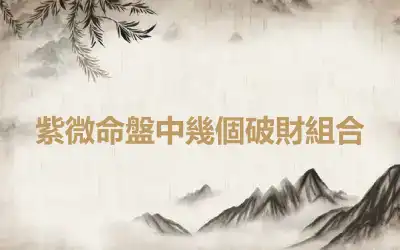 紫微命盤中幾個破財組合